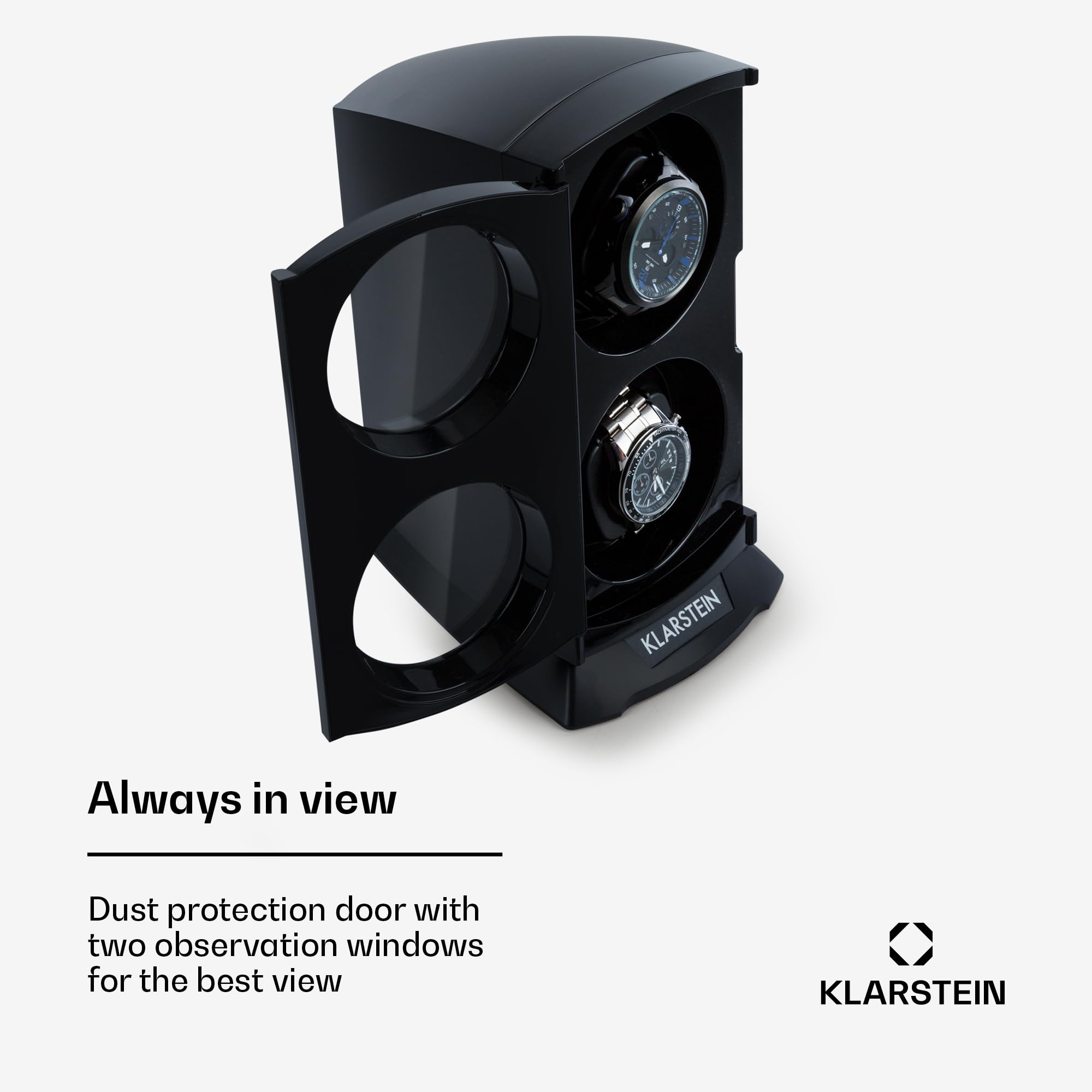 KLARSTEIN St. Gallen Premium - Automatic Watch Winder, Rotator, Holder, Case for 2 Watches, 4 Speeds, Right-Left Running