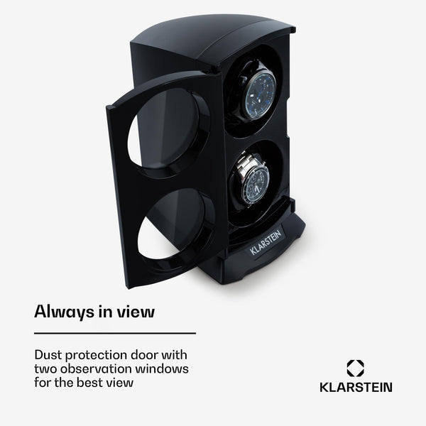 KLARSTEIN St. Gallen Premium - Automatic Watch Winder, Rotator, Holder, Case for 2 Watches, 4 Speeds, Right-Left Running