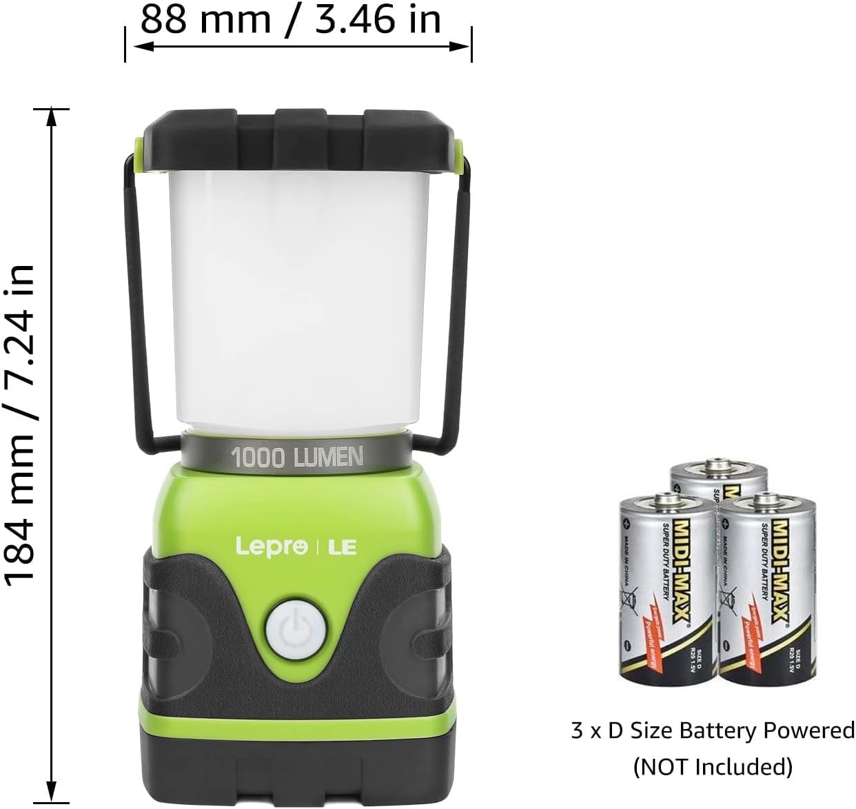 LE Camping Lantern, 1000 Lumen Camping Lights Battery Powered, Dimmable Warm to Cool White Modes, Tent Lights with Long Battery Life, Camping Accessories for Outdoors and Emergency, Pack of 2