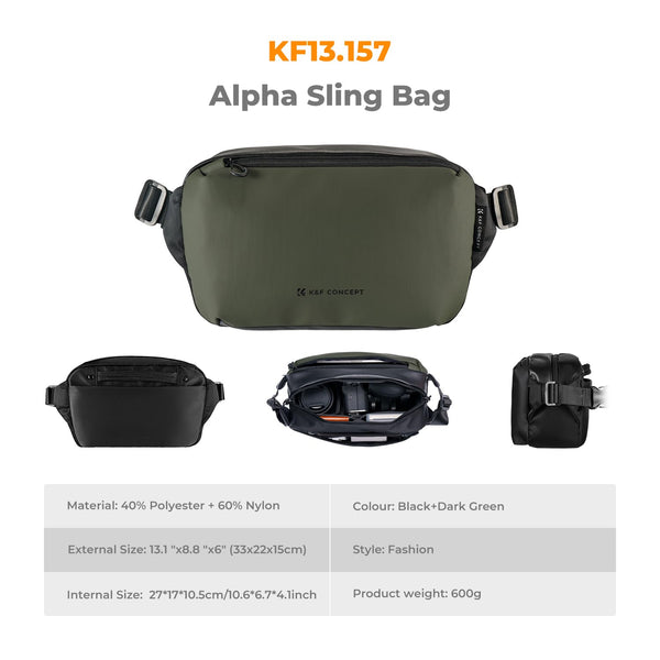 K&F Concept Camera Sling Bag, Camera Bag for DSLR and Lenses, Single Shoulder Camera Case Crossbody Bag with Tripod Holder for SLR Canon Sony Nikon Drone