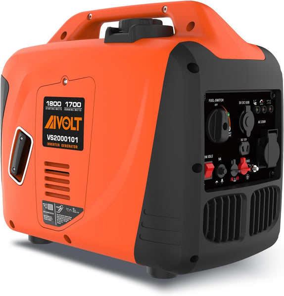 AIVOLT 1800W Petrol Inverter Generator 4 Stroke 80cc Engine Portable Silent Generator for Camping, Jobsites, Home Use-Pure Sine Wave, Super Lightweight
