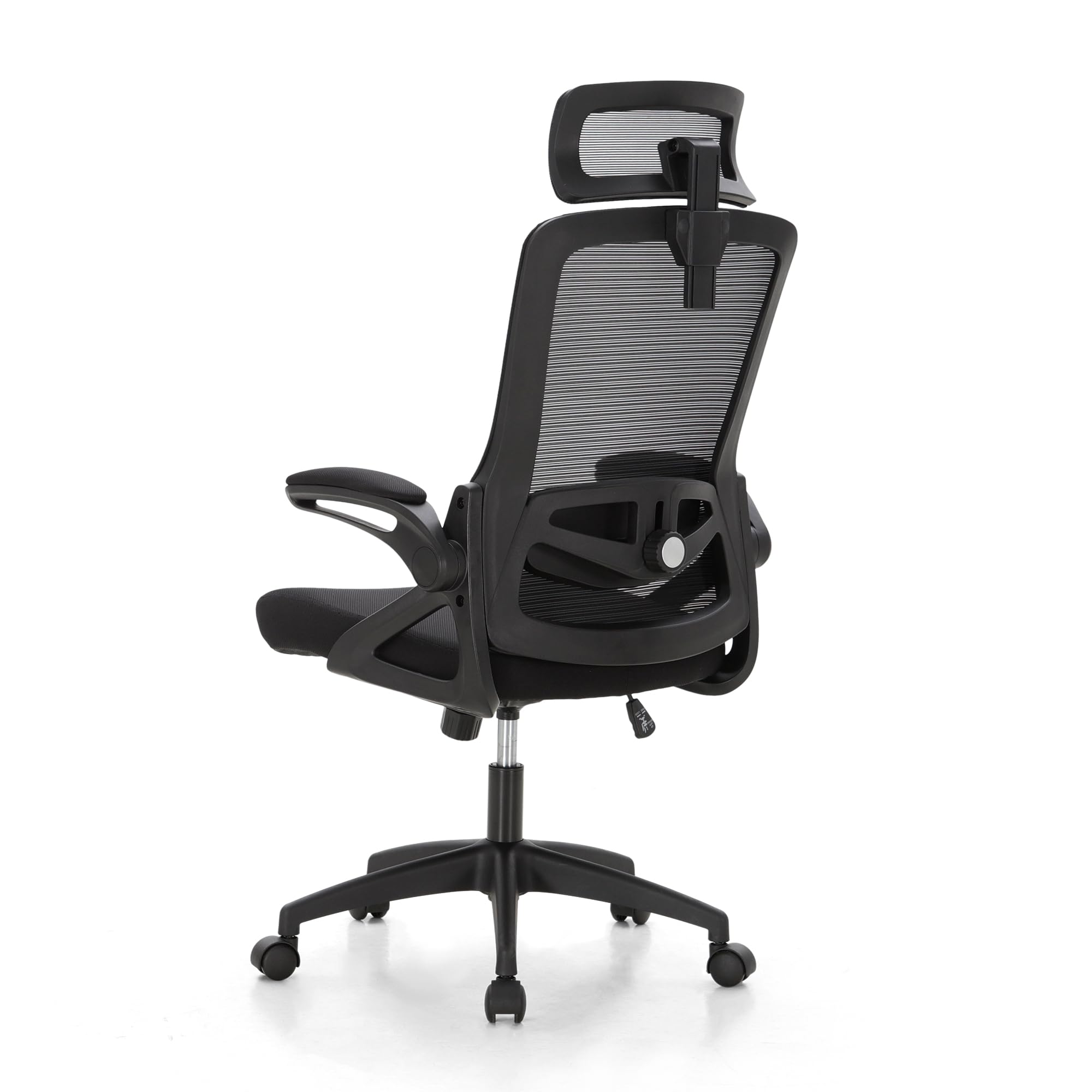 ALPHA HOME Ergonomic Office Desk Chair, Breathable Mesh Computer Chair with Adjustable Lumbar Support, Headrest and Flip up Armrests, Comfortable