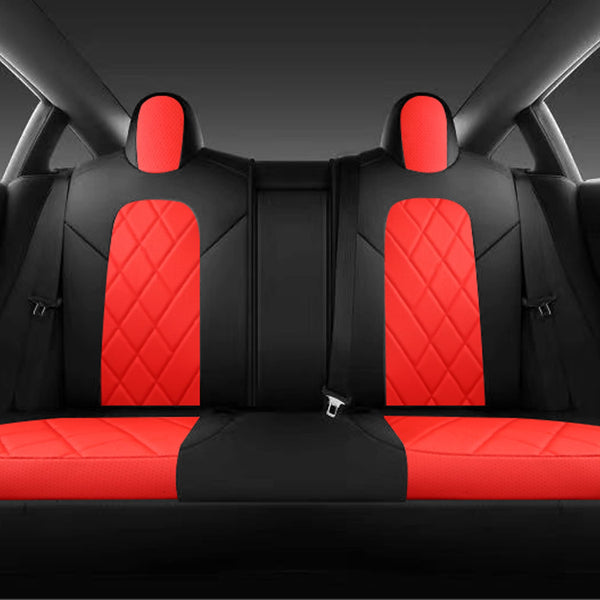 Tapha Faux Leather Seat Cover Set for Tesla Model 3 2017-2022, Breathable and Water-Resistant, Include Seat Covers for Front and Rear Seats (White/Grey)