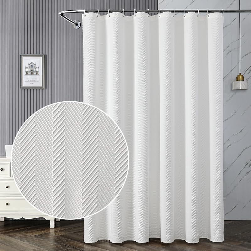 AIBIIN 180x180cm white shower curtain for bathroom Home Decor Modernize Durable Waterproof Family Tub Accessory with 12 Hooks