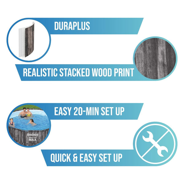 Bestway, Steel Pro Pool Max Swimming Pool, Above Ground Swimming Pool, Metal Frame Pool, 12ft