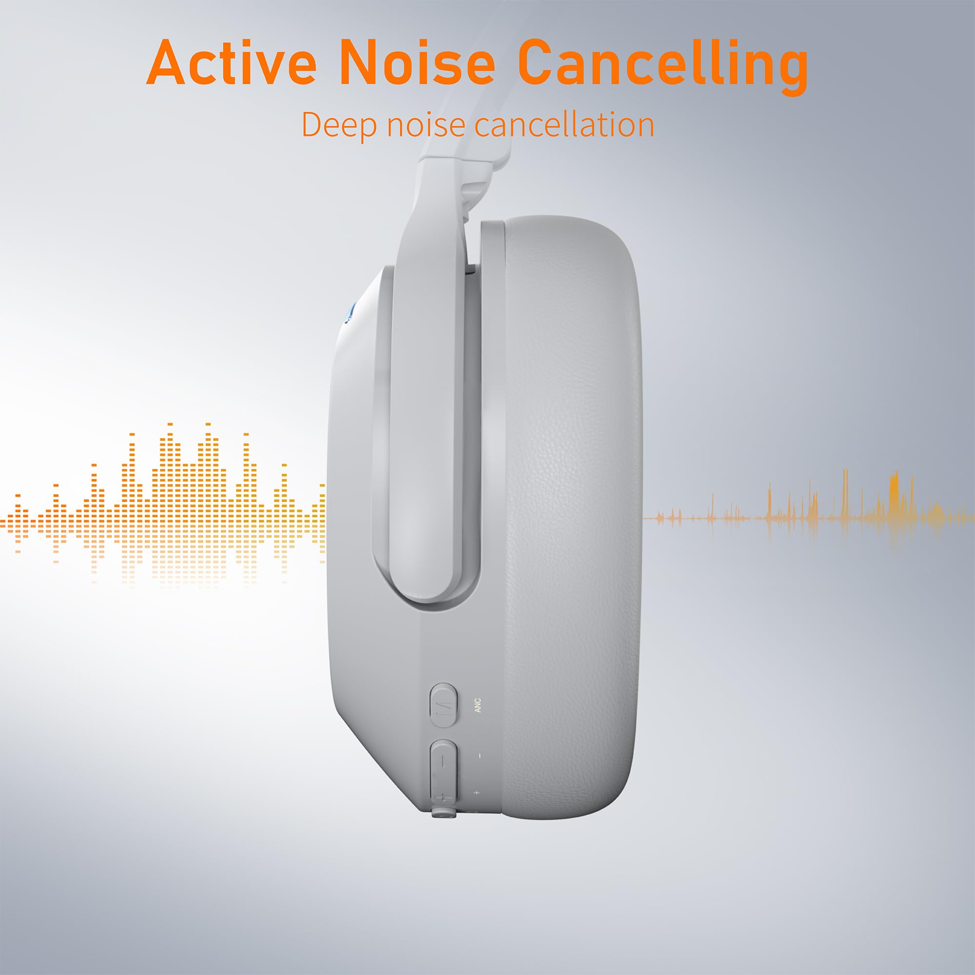 Rebocico Active Noise Cancelling Headphones, Wireless Bluetooth Over-Ear Headphone with Microphone,120H Playtime, Foldable Overhead Headphones with Deep Bass, Fast Charging for Home Travel Office