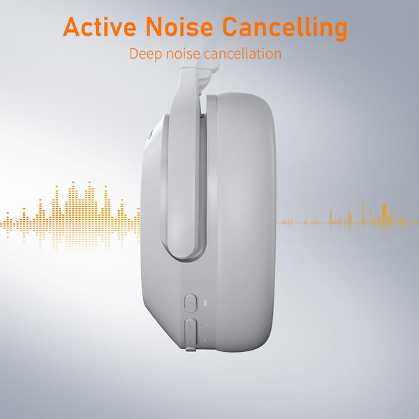Rebocico Active Noise Cancelling Headphones, Wireless Bluetooth Over-Ear Headphone with Microphone,120H Playtime, Foldable Overhead Headphones with Deep Bass, Fast Charging for Home Travel Office