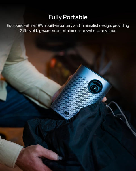 XGIMI Halo+ 1080P Portable Projector, 4K Input Supported, 700 ISO Lumens with Integrated Harman Kardon Speaker, Auto Focus&Keystone,ISA Technology, Android TV 10.0, Wireless Casting WiFi Bluetooth