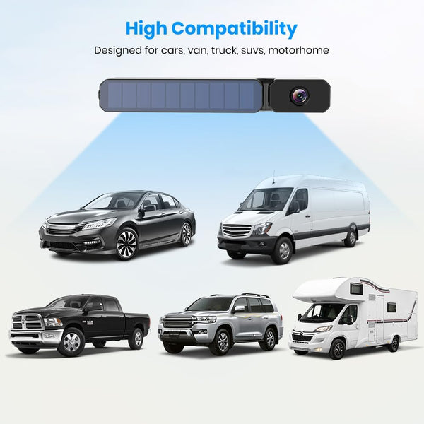 AUTO-VOX Solar Wireless Reversing Camera Kit, 3 Mins Easy Install Reverse Camera with HD Night Vision, Stable Digital Signal, IP69K Waterproof Reversing Camera Wireless for Car, Vans, Motorhome, Truck