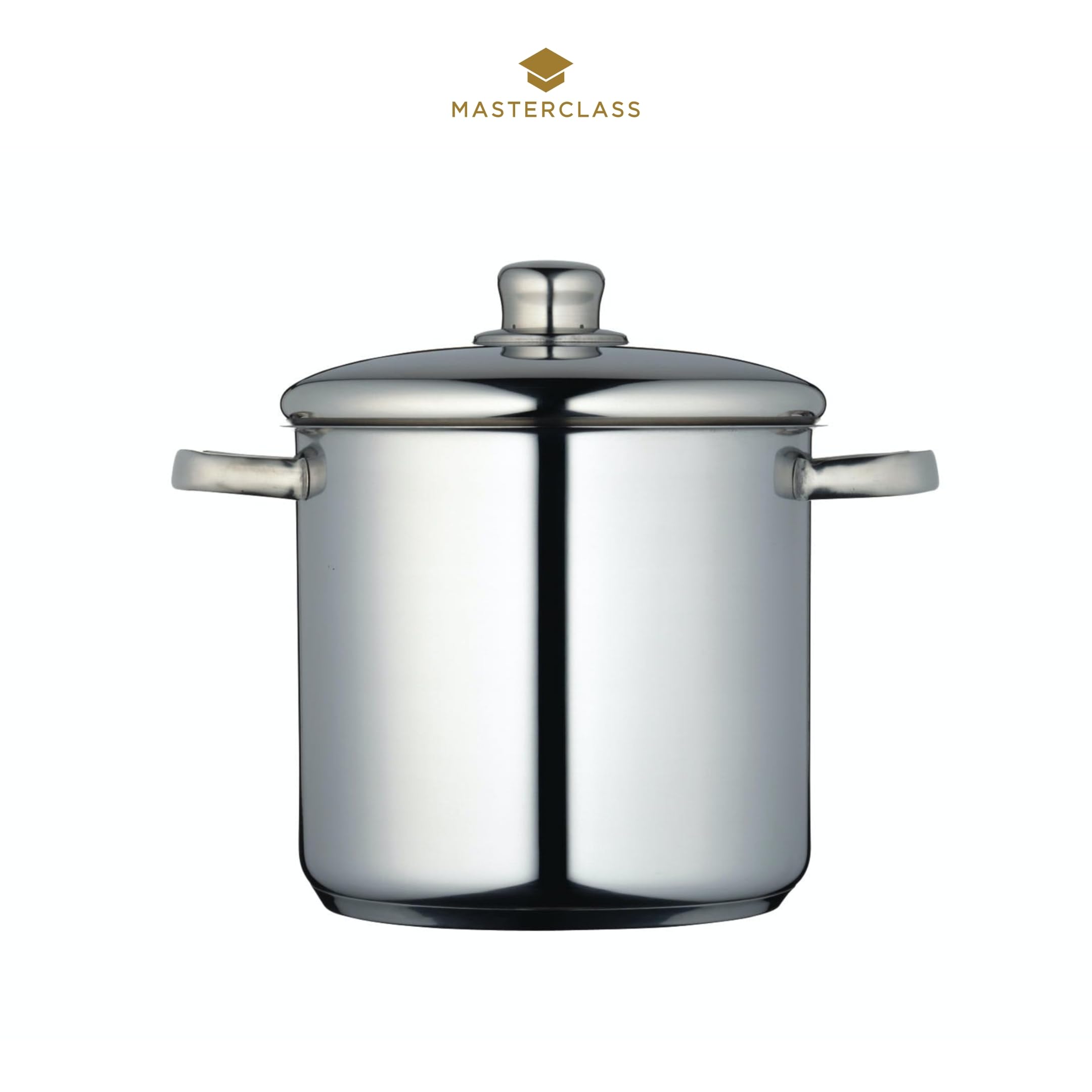MasterClass Stock Pot With Lid 8.5L/24cm, Induction-Safe, Stainless Steel, Silver