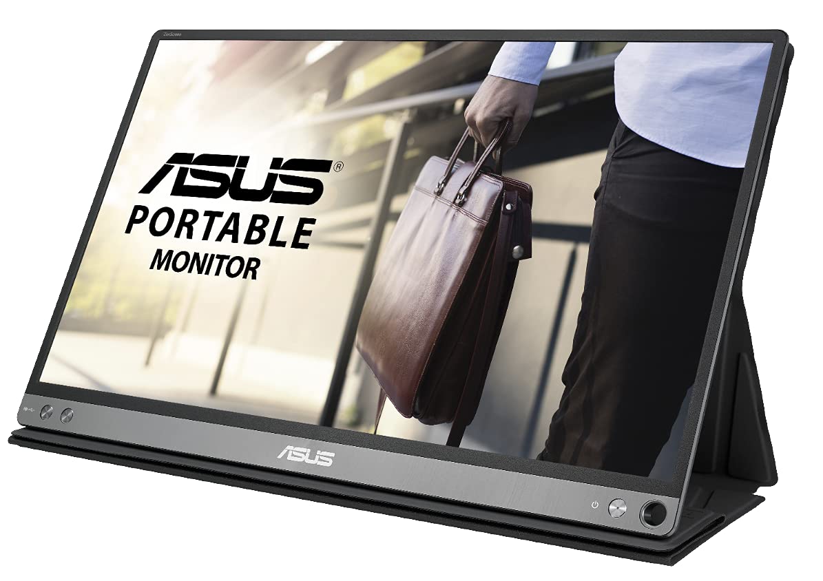 ASUS ZenScreen Portable Monitor 15.6" 1080P FHD Laptop Monitor (MB166C) - IPS USB-C Travel Monitor, Flicker-free and Blue Light Filter w/Smart Cover, External Monitor For Laptop & Macbook