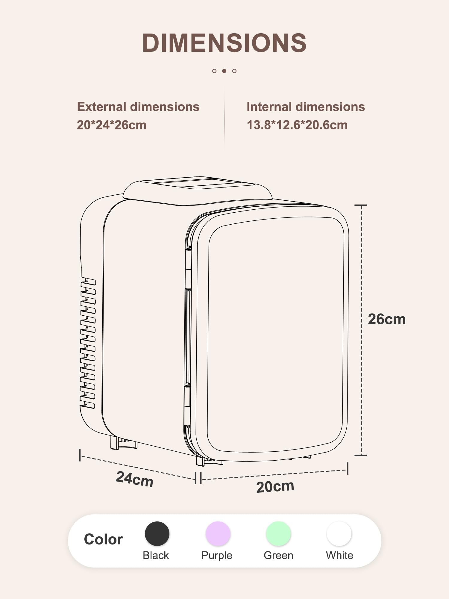 Mini Fridge 4 Litre, 6 Can Portable AC+DC Power Cooler & Warmer, Portable Small Fridge for Bedrooms, Cars, Offices; Skincare, Makeup, Cosmetics, Food (Pearlescent White, 4L)