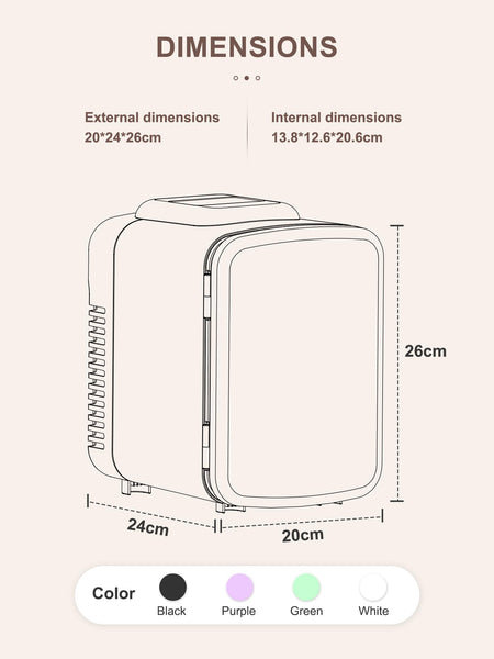 Mini Fridge 4 Litre, 6 Can Portable AC+DC Power Cooler & Warmer, Portable Small Fridge for Bedrooms, Cars, Offices; Skincare, Makeup, Cosmetics, Food (Pearlescent White, 4L)