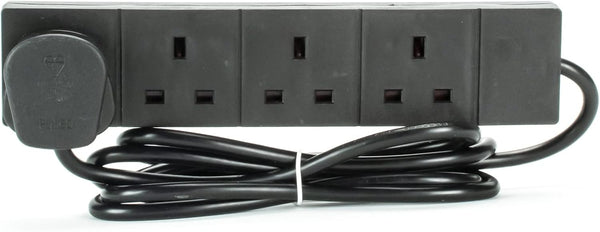 STATUS 4 Socket Extension Lead, 2m Black 13A Power Strip for Home or Office Use (S4W2MBL1PK4)