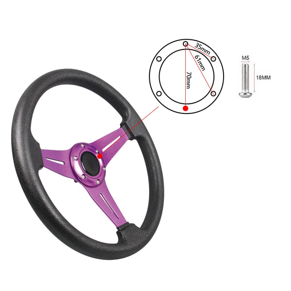 YEHICY Auto Racing Flat Steering Wheel with Purple Spokes 350mm 13.8”6 Bolts Grip Vinyl Leather Universal Simulation Game Steering Wheel For Logitech G29 G920 G923