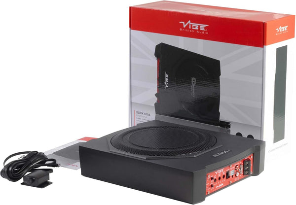 VIBE Slick C10A 10inch Car Underseat Compact Slim Active Amplified Subwoofer Sub Bass Box Enclosure