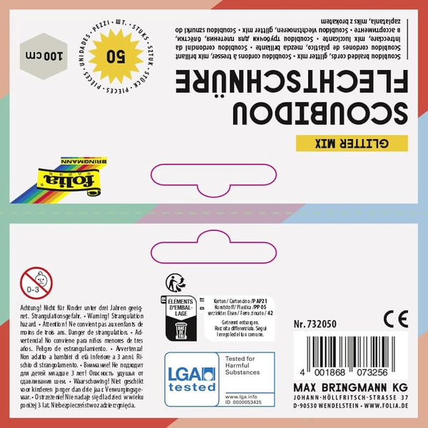 Folia Bringmann 732050 Braiding Cords Transparent with Glitter