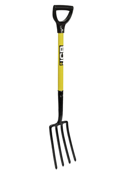 JCB Professional Border Fork High Carbon Steel 4 Prong Head , Garden Tool for Gardening, Landscaping, and Border Maintenance