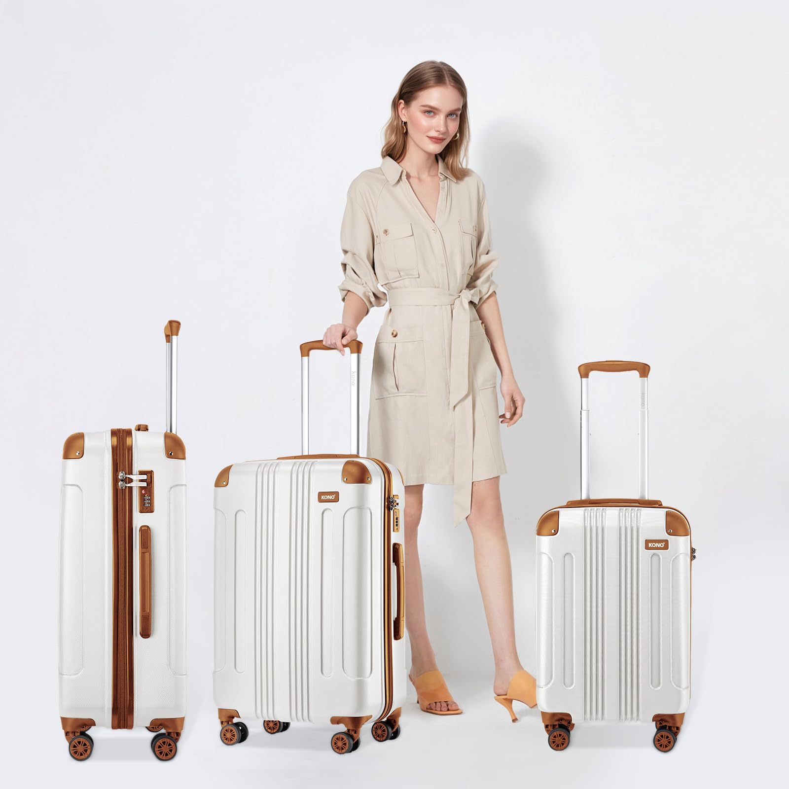 Kono 28 Inch Large Hard Shell Luggage Lightweight ABS 4 Wheels Spinner Business Trip Trolley Case Suitcase (Grey)