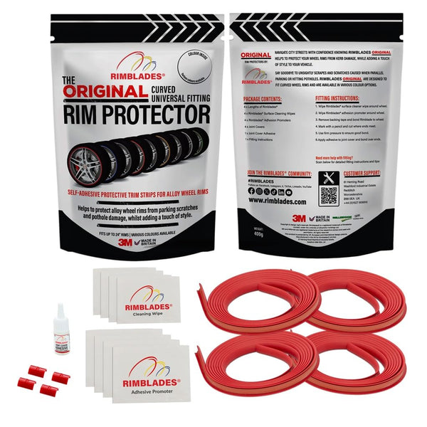 Rimblades Original Black Alloy Wheel Protectors - DIY | 9 Colours Available | Universal Fit for All Wheels | Durable Rim Guards | Car Wheel Scratch Protection | Rim Protection