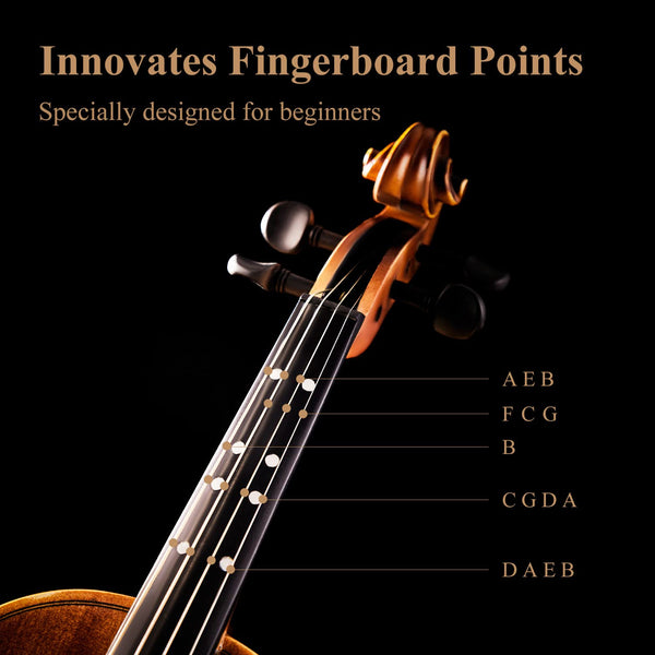 Eastar 3/4 Violin Set Fiddle for Beginners with Hard Case, Rosin, Shoulder Rest, Bow, and Extra Strings (Imprinted Finger Guide on Fingerboard)， EVA-3