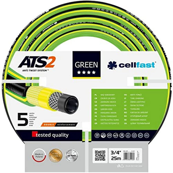Cellfast Garden Hose Green ATS2 3/4'' 25m, Five-Layer Hose, Knots Resistant, Double Cross-Tricot Reinforcement, Anti-Twist, 15-120