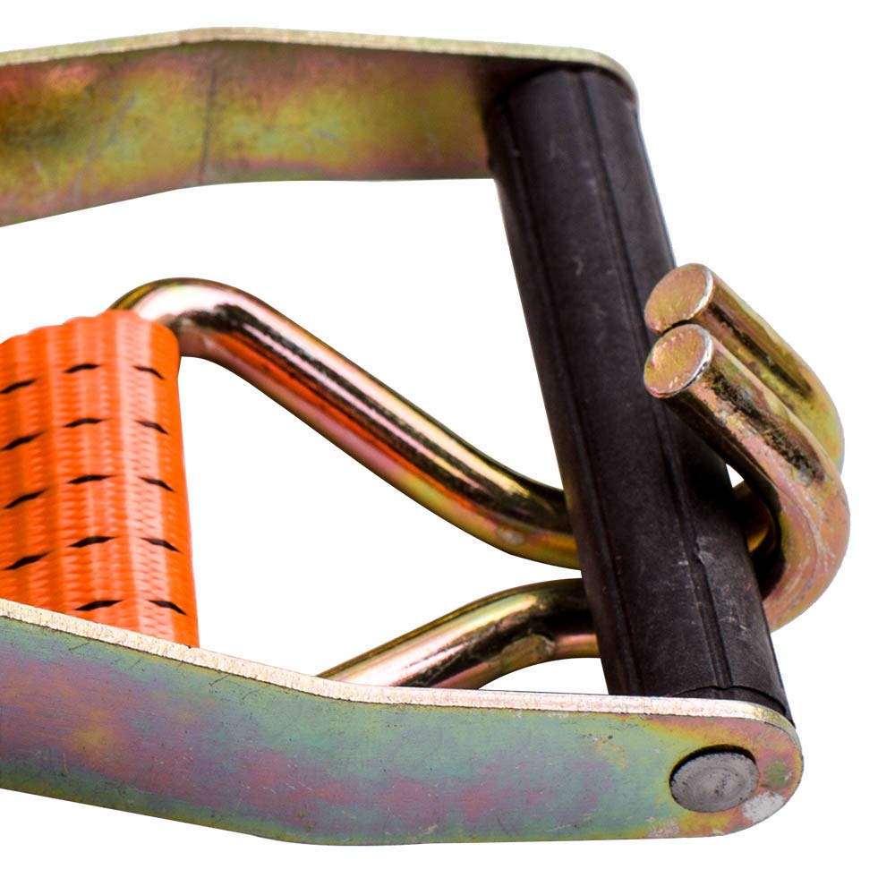 maXpeedingrods 10 x Lashing Straps Ratchet Strap Tie Down 5000kg x 6m x 50mm Heavy Duty Trailer Tension Belts with Iron Handle and Double J Hook 5000kg 5Ton