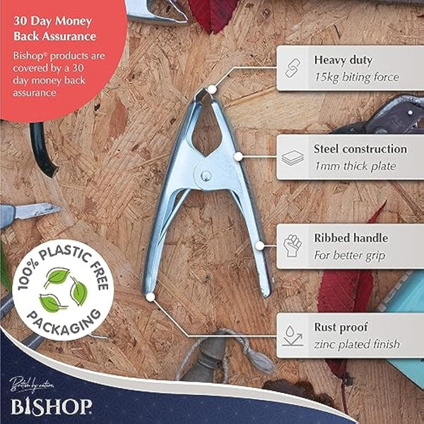 Commercial Grade Metal Spring Clamps for Woodwork - Rust Proof Market Stall Tarp Clips Clamps 50mm Jaw Capacity - Metal Clips All Steel Construction 160mm Length - Triple Coil Spring Clips (Qty: 18)