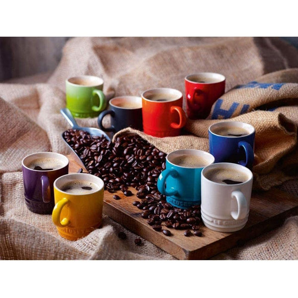 Le Creuset Stoneware Rainbow Coffee Mugs, 350 ml, Cerise, Volcanic, Teal, Ultra Violet, Soleil, Palm, 79114358359030