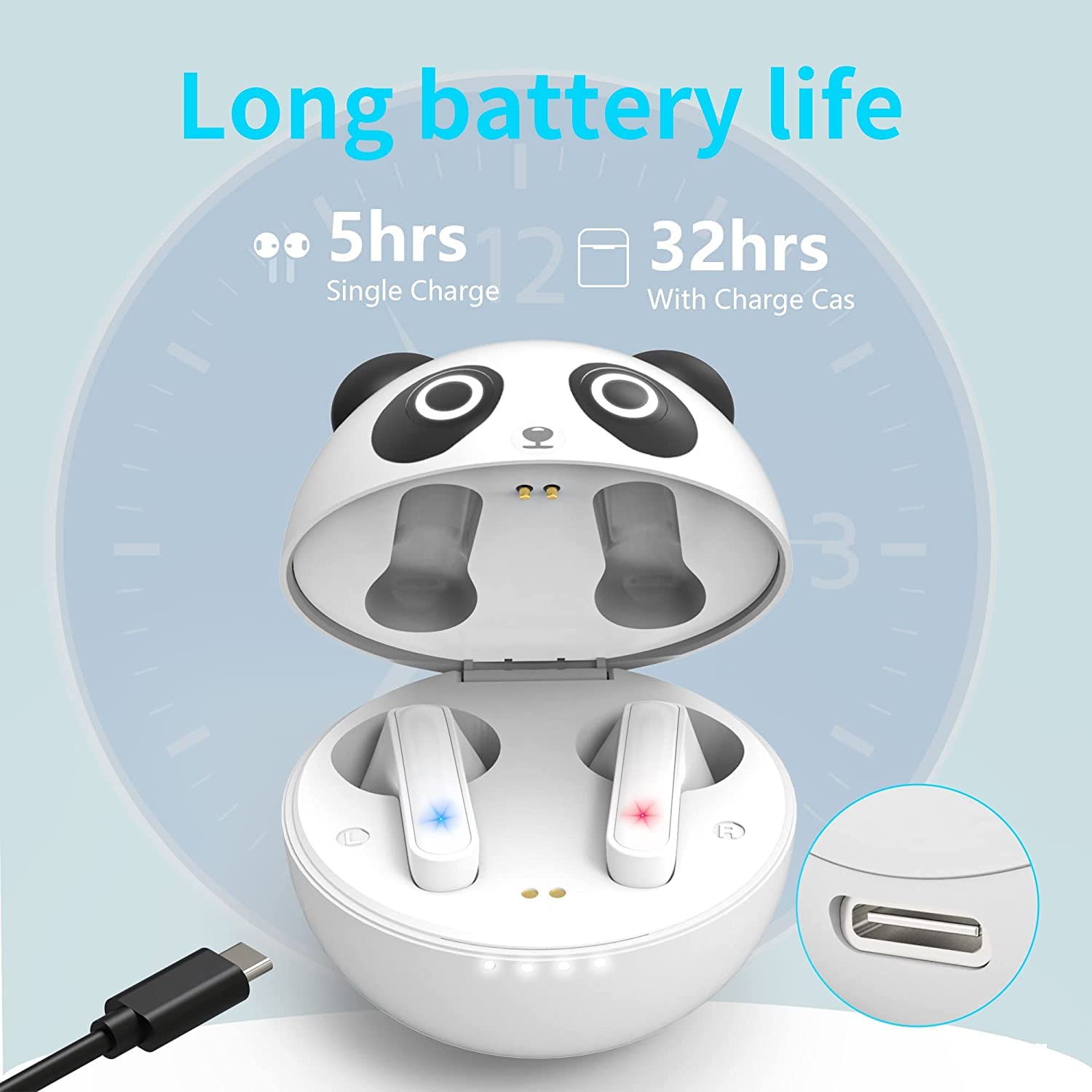 Earbuds for Kids Cute Design in-Ear Wireless Earphones for Kids Boys Adult Bluetooth 5.3 Waterproof Sport Stereo Headphones with Mic for Phone