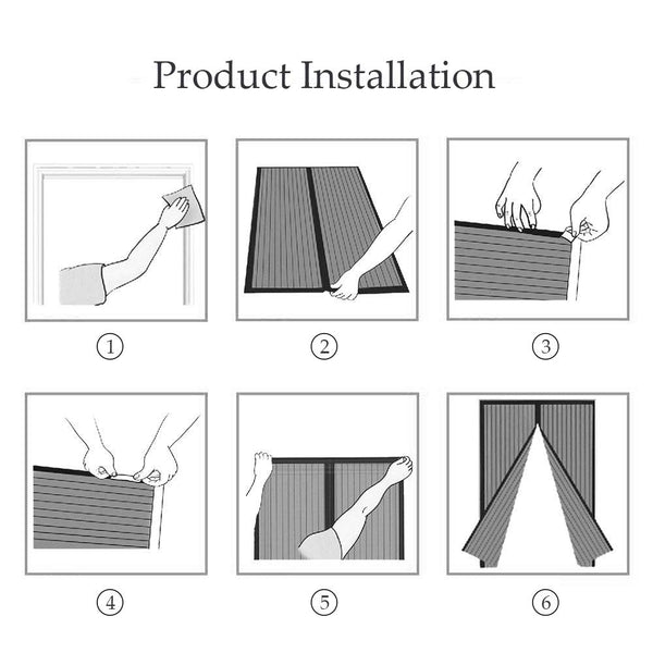 EXTSUD Magnetic Fly Screen Door Keep Insects Out Mosquito Door Screen Easy to Install without Drilling Top-to-Bottom Seal Automatically for Balcony Sliding Living Room Children's Room, 90x210 cm