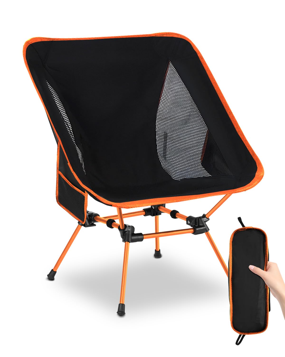 Evolpor Lightweight Folding Camping Chair with Storage Pocket & Carry Bag, High Weight Capacity, Portable for Camping, Hiking, Fishing – Great Gift for Dad, Blue