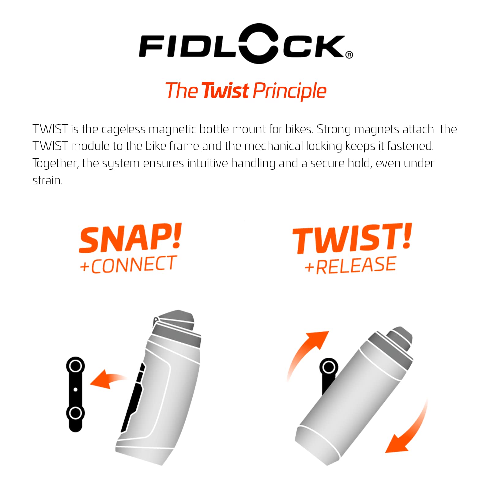 Fidlock TWIST Bottle 590 + Bike Base Clear 590ml 590Ml, Black