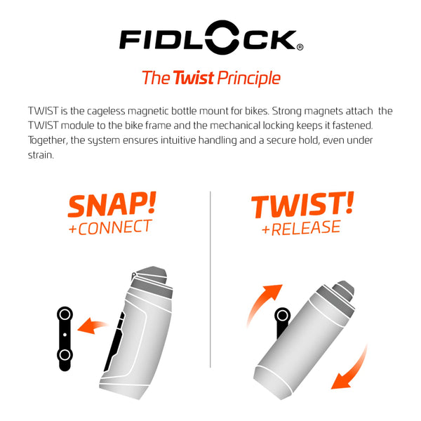 Fidlock TWIST Bottle 590 + Bike Base Clear 590ml 590Ml, Black