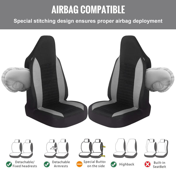 AUTOYOUTH Car Seat Covers Simple Bucket Style Universal Front Pair Fit for Car Truck SUV Van Seat Covers Car Seat Protector, Beige