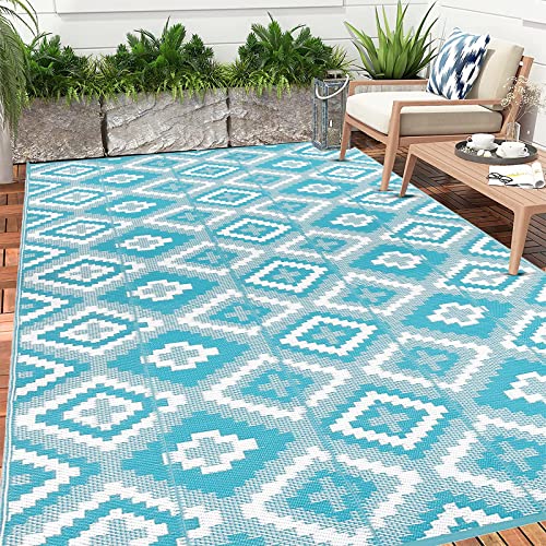 Enyhom Large Outdoor Rug 180 x 270 cm, Reversible Plastic Straw Woven Rug, Waterproof Camping Rugs for Garden, Recycled RV Patio Floor Mat for Porch