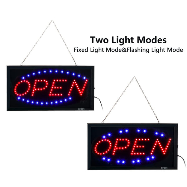 FITNATE LED Open Sign, 19x10 inch (48x25cm) 2 Modes Flashing & Steady Light, Open Sign for Business Advertisement Board Electric Display Board for