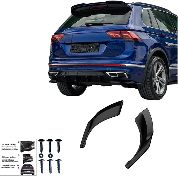 Oneway Rear Side Diffusors compatible with Volkswagen Tiguan II R-Line Facelift 2020-2024 - Gloss black