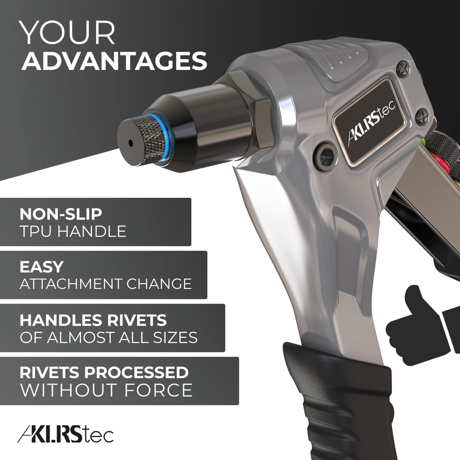 KLRStec® Professional Rivet Gun Kit incl. 120 Pop Rivets and 4 HSS Drills - High Quality Pop Rivet Tool Kit for Processing Pop Rivets