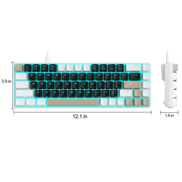 MageGee Portable 60% Gaming Mechanical Keyboard, Minimalist MK-Box Ice Blue Backlit Compact 68 Keys Wired Office Keyboard with Red Switch for Windows Laptop PC Mac Convenient(Gray & White)
