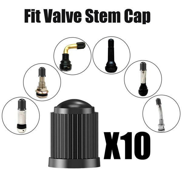 TCPENG® 10PCS Tyre Valve Caps, with O Seal Ring, Universal Stem Dust Covers for SUV, Cars, Bike, Motorcycles, Trucks, Heavy-Duty, Airtight Seal, Screw-On, Easy to Operation (10 Pack Black)