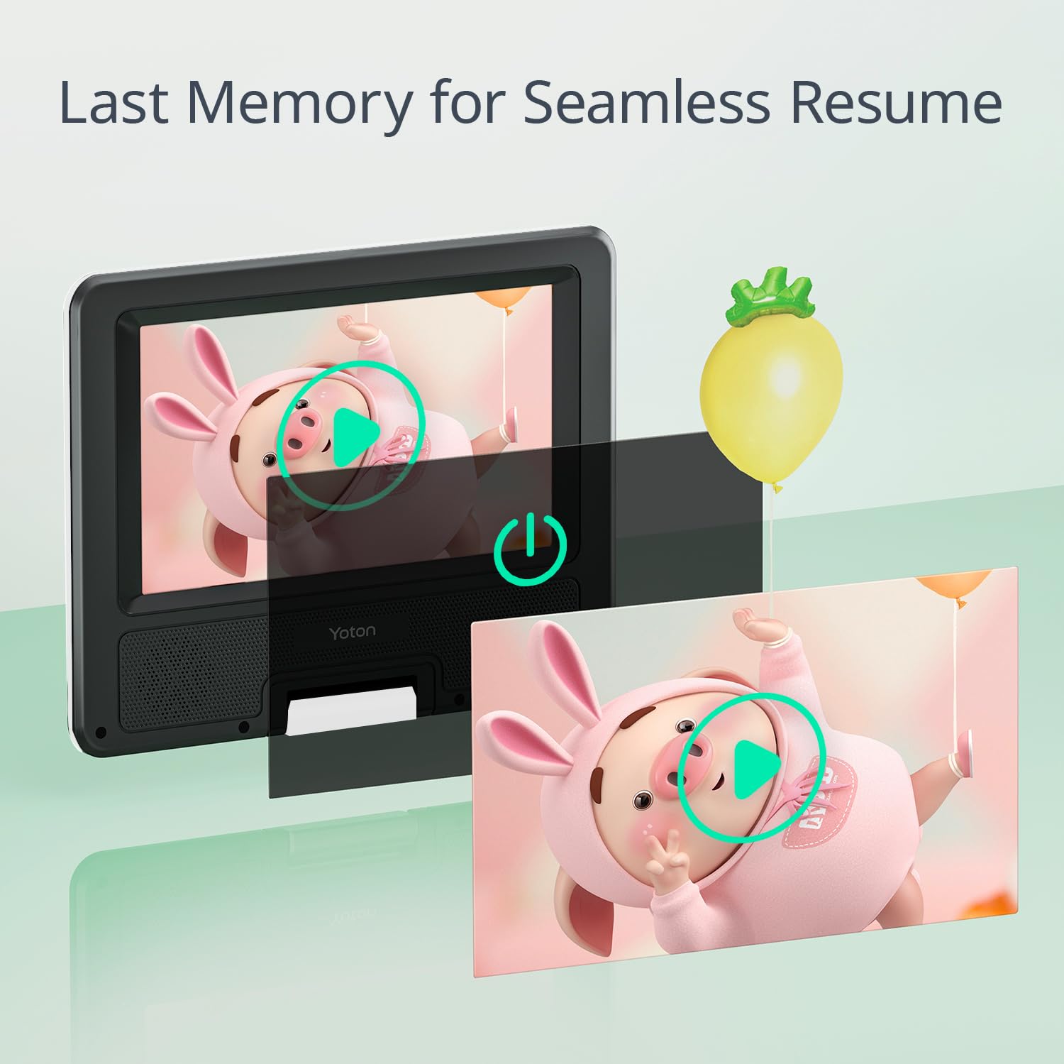 9.5" Portable DVD Player with 7.5" HD Swivel Screen for Car and Kids, 4-6 Hours Working time with Built-in Battery, Headphone/AV-IN/AV-OUT/USB/SD Card [Not Support Blu-ray]