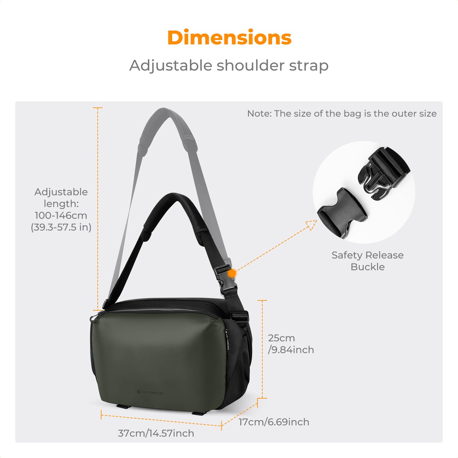 K&F Concept Camera Sling Bag, Camera Bag for DSLR and Lenses, Single Shoulder Camera Case Crossbody Bag with Tripod Holder for SLR Canon Sony Nikon Drone