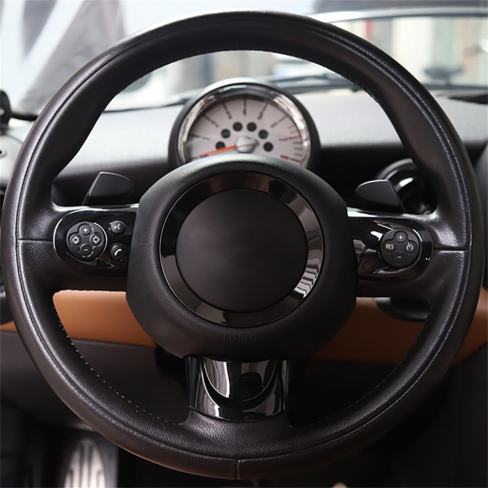ABS Plastic Steering Wheel Decoration Trim Shell Sticker for Mini Cooper R55 Clubman R56 HatchBack R57 Convertible R58 Coupe R59 Roadster R60 Countryman R61 Paceman 2006~2016 B (Union Jack Gray)
