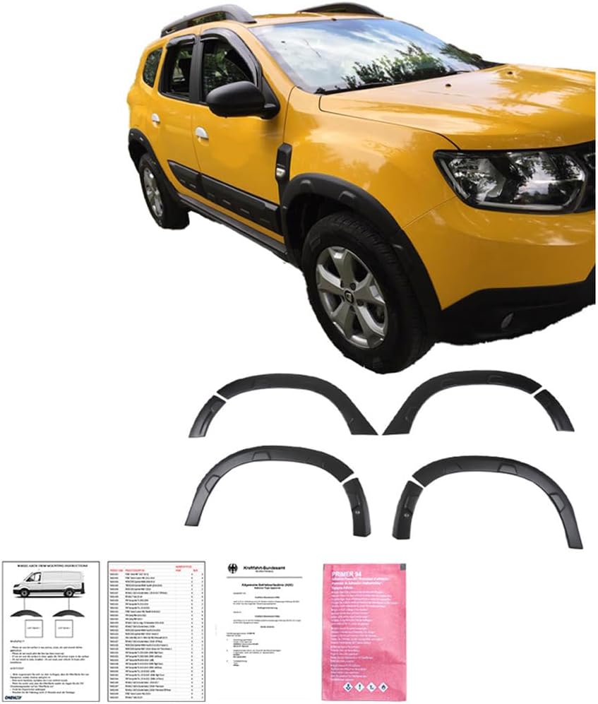 Oneway Set Wheel Arch Trims compatible with Dacia Duster II 2018-2024 with Park Assist (Offroad) - Matt black