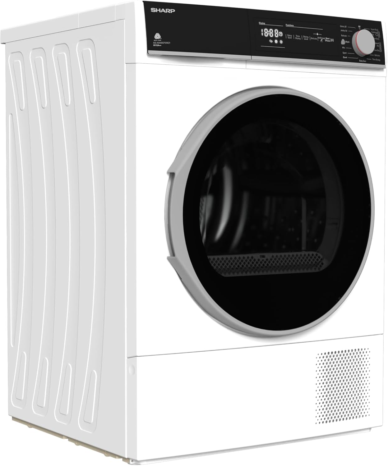 Sharp KD-NHH8S7GW21-EN, Free Standing, 8KG, Heat Pump Tumble Dryer, A++ Energy Rating, White
