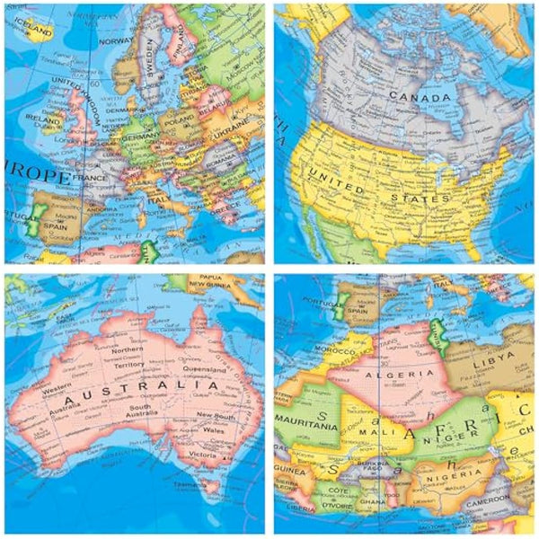 Exerz 30CM Educational Globe - Large World Globe Swivel Rotating Political Map - Diameter 30cm