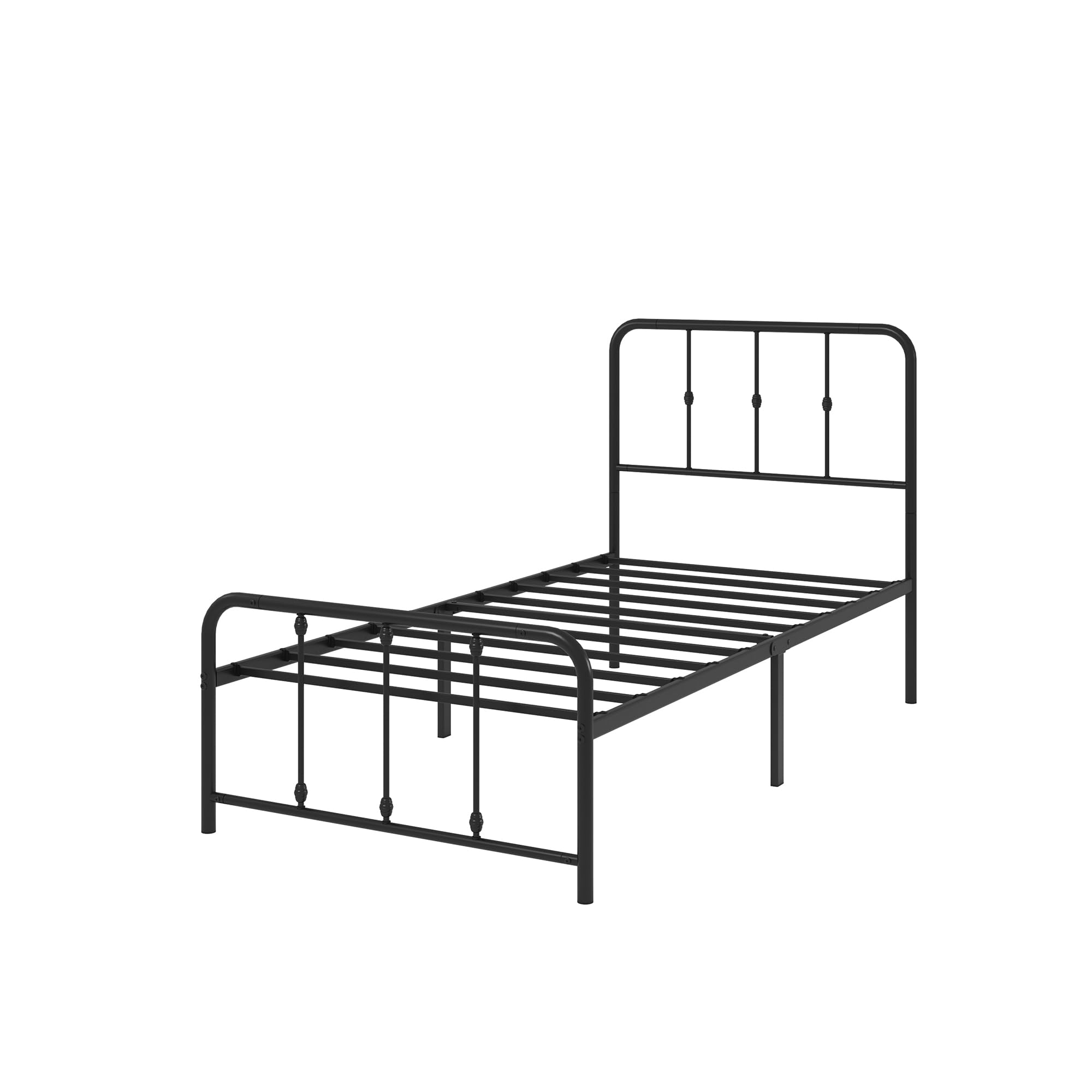 ZINUS Florence 3ft Single Bed Frame 90x190cm, Metal Platform Bed with Headboard and Footboard, Strong Steel Slat Support, Large Storage Space, Easy Assembly, Black