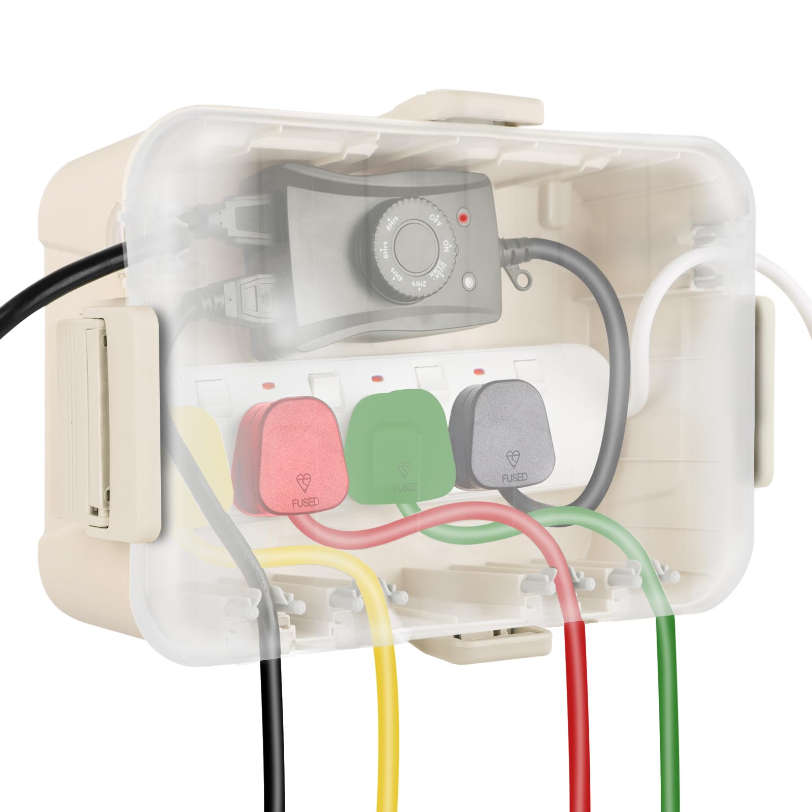 RESTMO Extra Large Waterproof Electrical Box, IP54 Weatherproof Outdoor Outlet Cover, Protect Outlet, Plug, Timer, Power Strip (Not Included), Holiday Light Decoration, 32 x 22 x 13 cm, Black