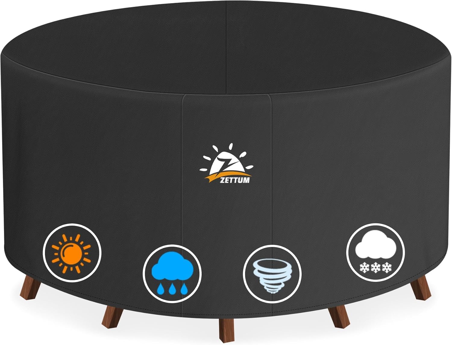 Zettum ?245x73cm Outdoor Furniture Covers Waterproof Round, Heavy Duty 600D Rattan Garden Furniture Covers Ideal for Large Patio Rattan Table & Chairs